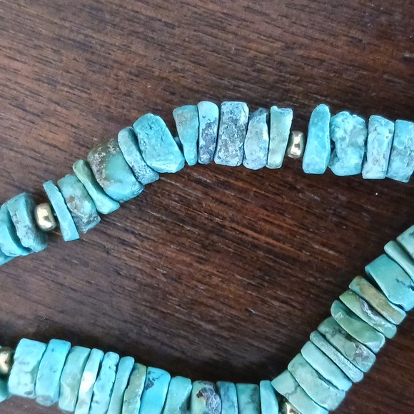 Zoe B 14kt Gold Turquoise Beaded Toggle Necklace 17-18" - Picture 3 of 11